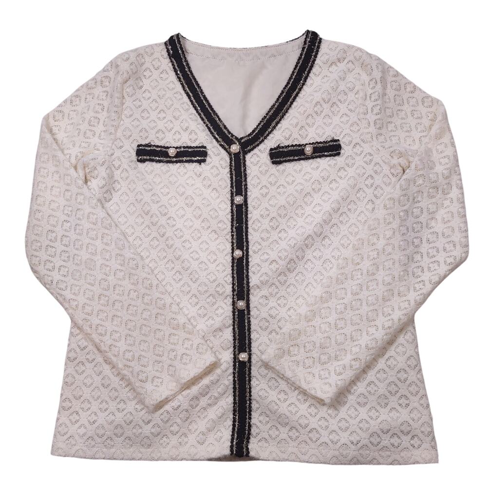 Mei Mei Soft Sweater with Faux Pearl Buttons, Size Medium